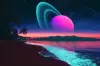 Bioluminescent Beach Sci-Fi Planet by Visualdon #1
