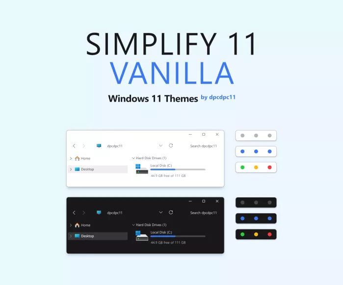 Тема Simplify 11 Vanilla для Windows 11