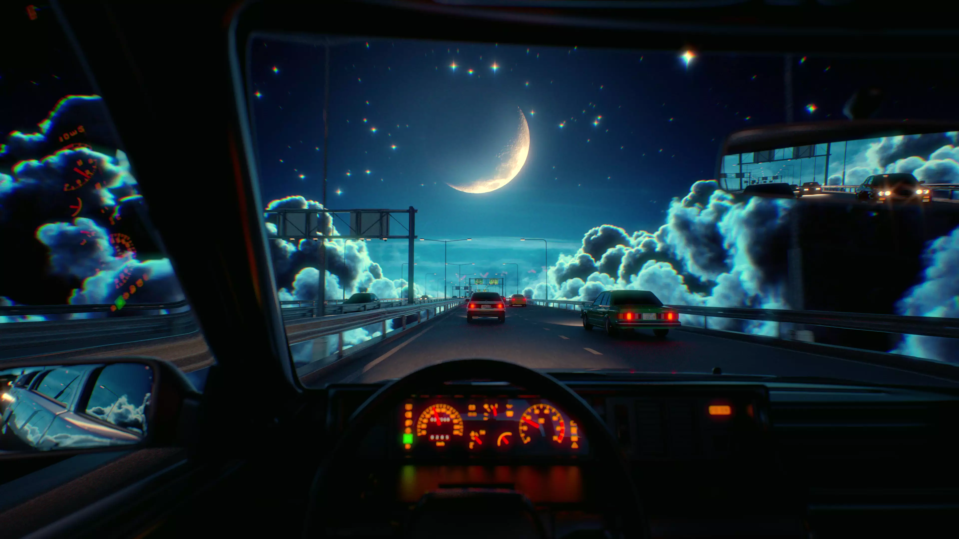 Video wallpaper Highway In The Clouds by VISUALDON (Cars)